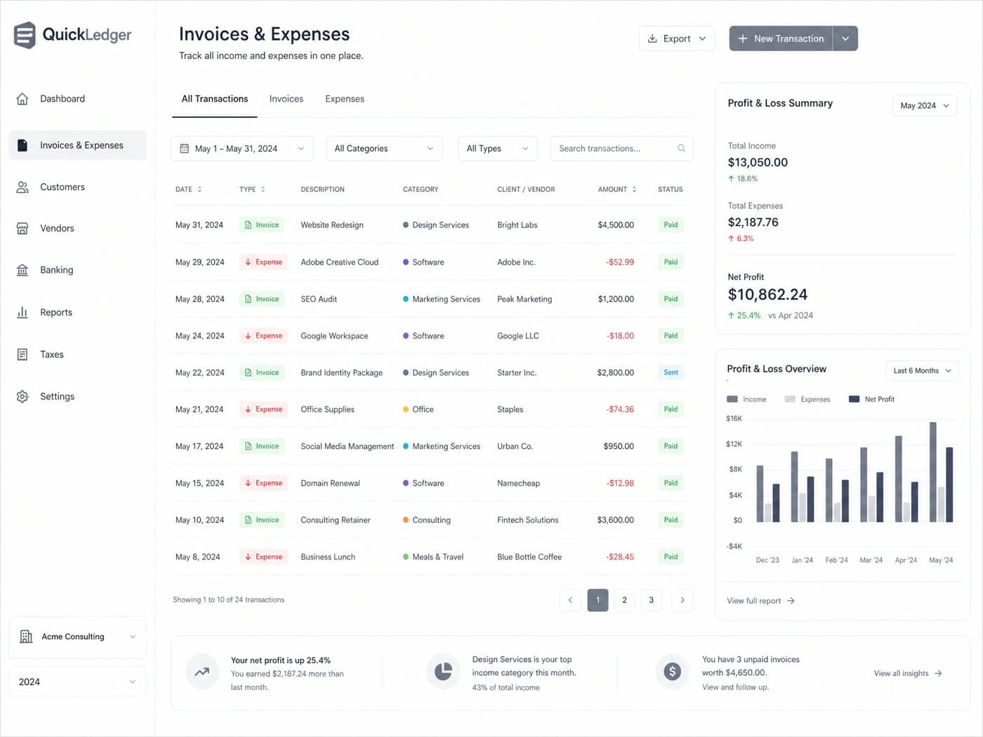 QuickLedger screenshot